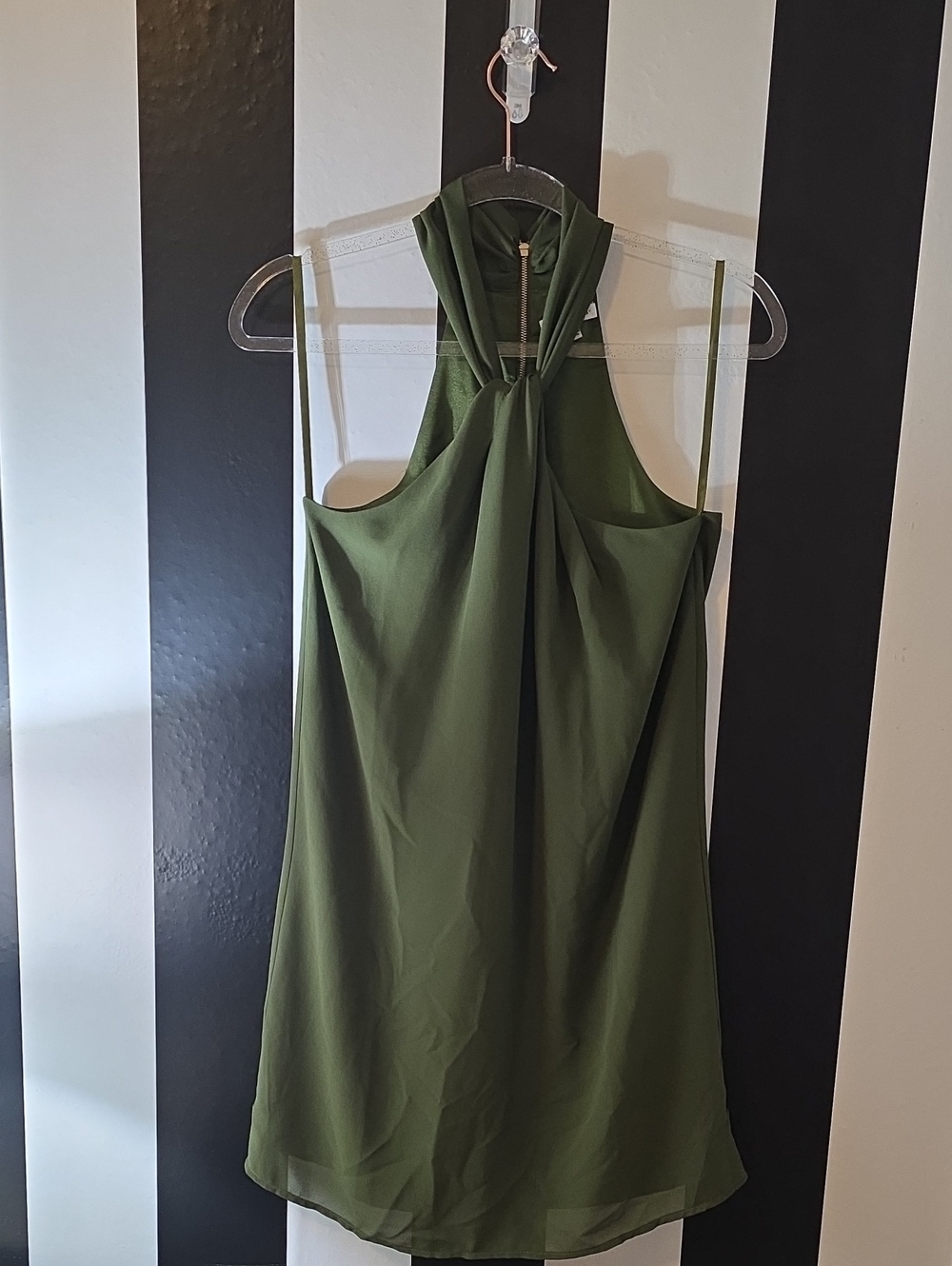 Naked Zebra Olive Green Halter Mini Dress